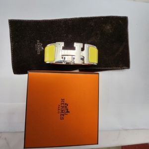 100% Authentic HERMÈS Clic Clac H bracelet | Yellow x Silver | PM